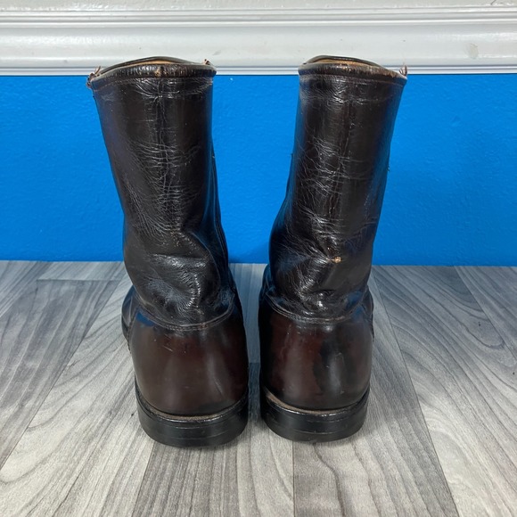 Justin Black Leather Pull On Boots Mens 3818 Ropers 14 B COWBOY PATROL LAWMAN - Picture 5 of 9